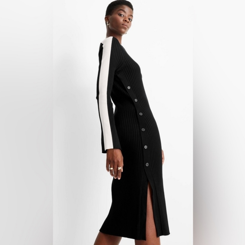 🔖FINAL SALE | FC Kahlana Barfield Brown Black & Ivory Knit Dress